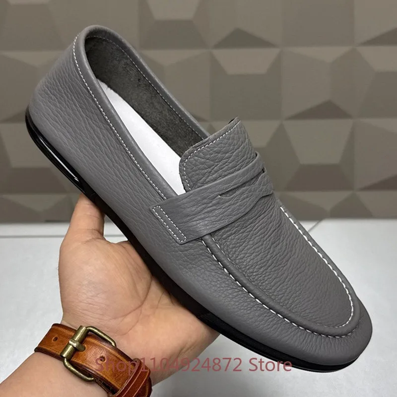 

Luxury Men Loafers Genuine Leather Soft Comfortable Slip-on Flats Casual Driving Shoes
