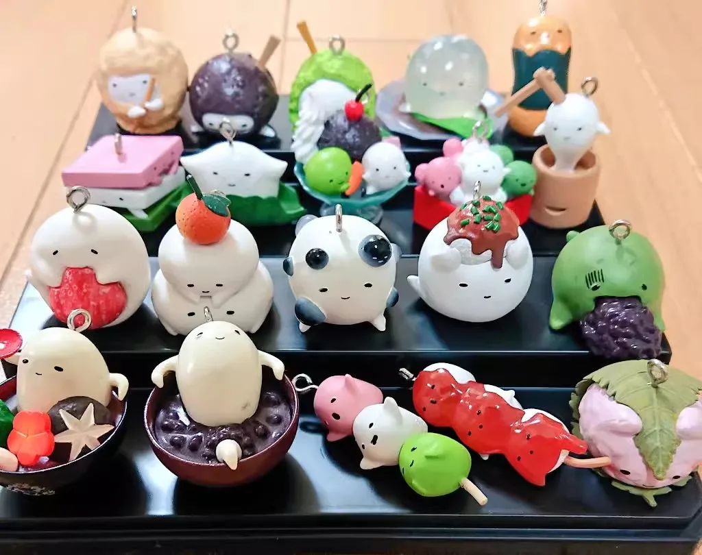 Original Japan Gashapon Panda Den Kawaii Anime Food Mochi Daily Life Figurine Cute Gachapon Action Figure Capsule Toys Gift