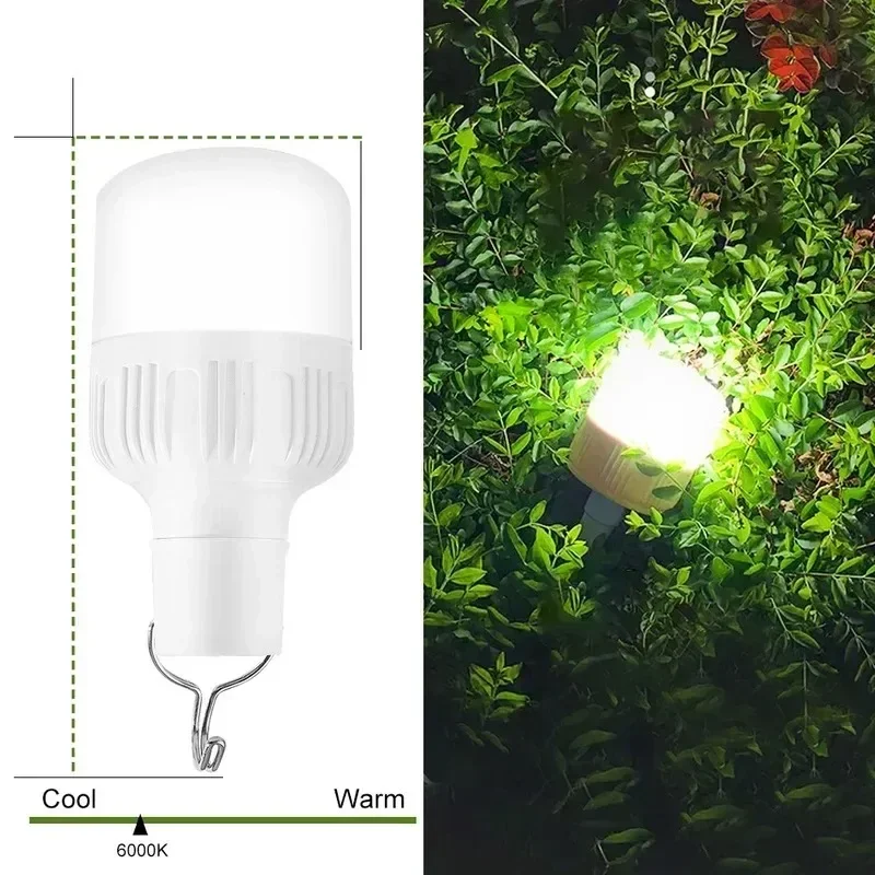 60/130W Portable Tent Lamp with Hook USB Rechargeable Battery Lantern BBQ Camping Light Outdoor Camping Bulb LED Emergency Light