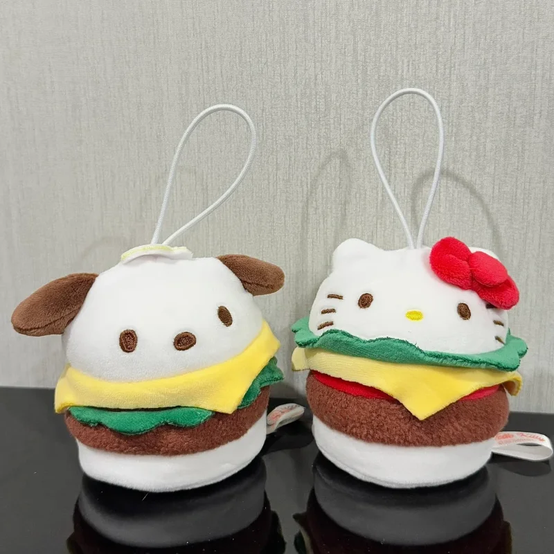 

Оригинальная серия Sanrio Charaters Hamburger, мягкая плюшевая глухая коробка, пушистая подвеска Hellokitty, загадочная сумка, тематический подарок для девочек