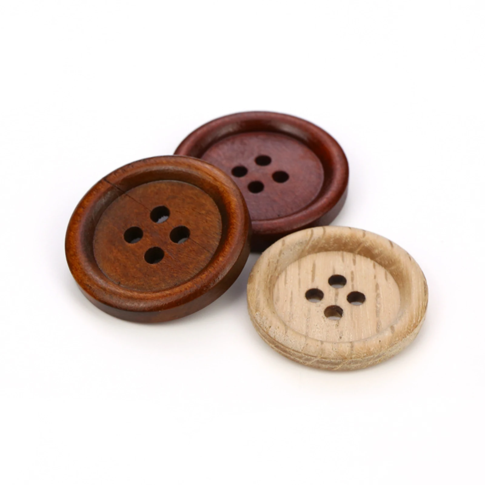 9mm-30.5mm Dia.Wood Buttons Scrapbooking 4 Holes Round Buttons for DIY Craft Handmade Clothing Sewing Garment Accessories 100PCs