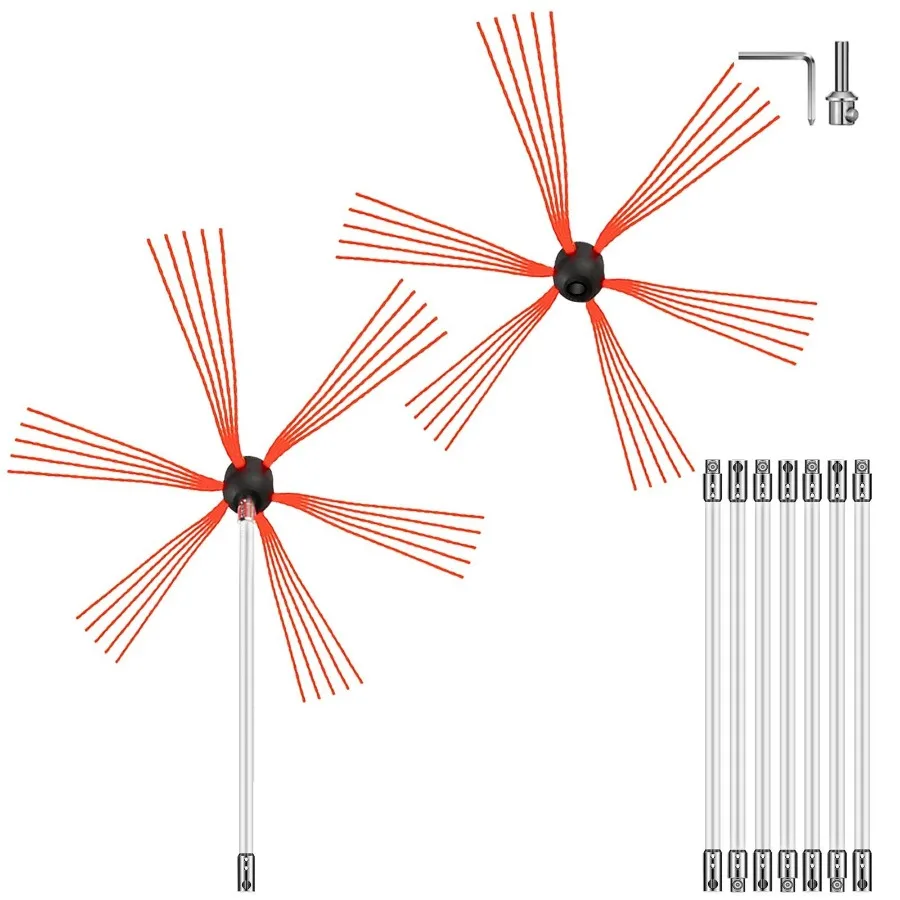 

Chimney Sweep Kit 26FT Length Chimney Brush Kit with 8 Nylon ible Rods and 2 Brush Rotary Chimney Cleaning Kit Driven by Dril