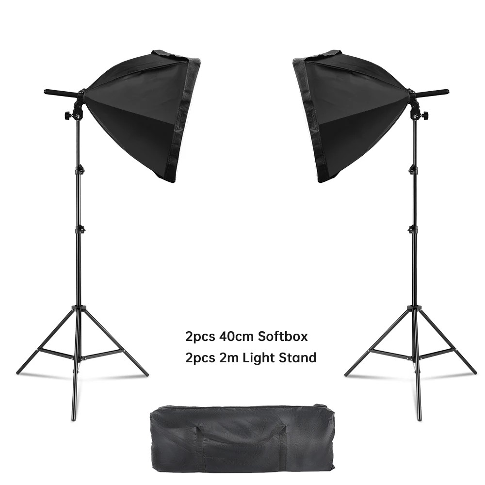 

SH 40cm Pull-out style Softbox Photography Soft Box Lighting 2pcs With E27 Bulb Continuous Light Shooting For Photo Studio