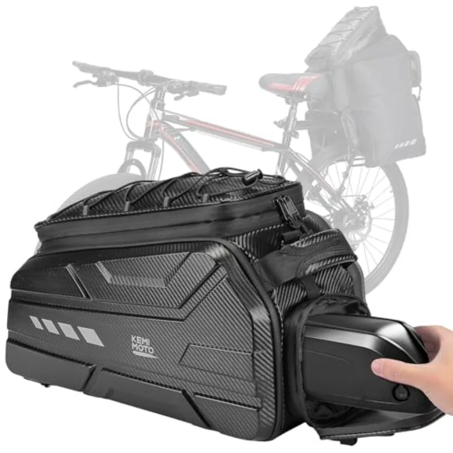 

Ebike Battery Bag Bike Bags for Rear Rack, 40L Hard Shell Bag with Waterproof Cover, Ebike Trunk Bicycle Seat Pannier for Commu