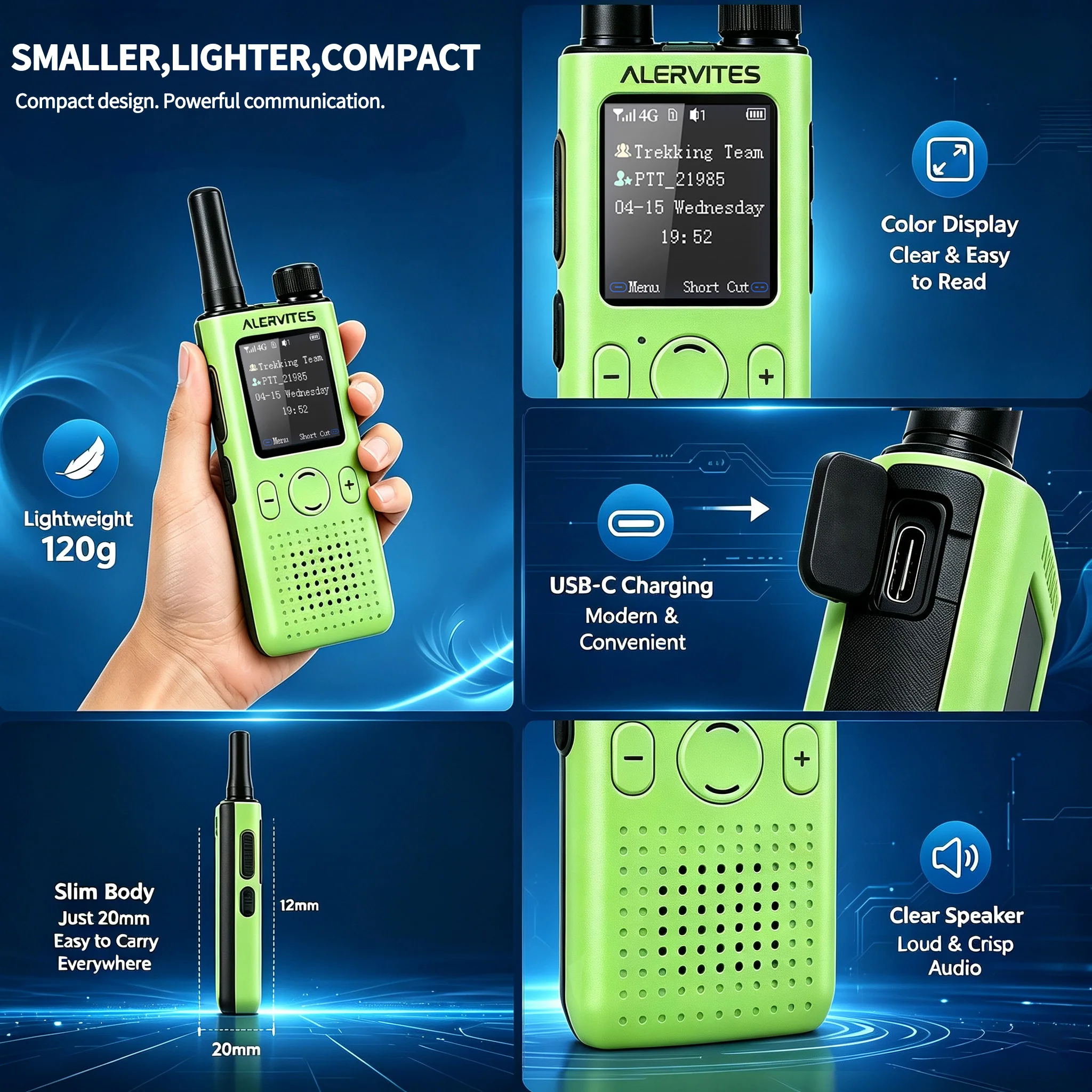 BAOFENG AT1 Network Walkie Talkie Portable POC Radio Create Groups Freely Global 4G/5G Unlimited Distance ALERVITES SIM Card