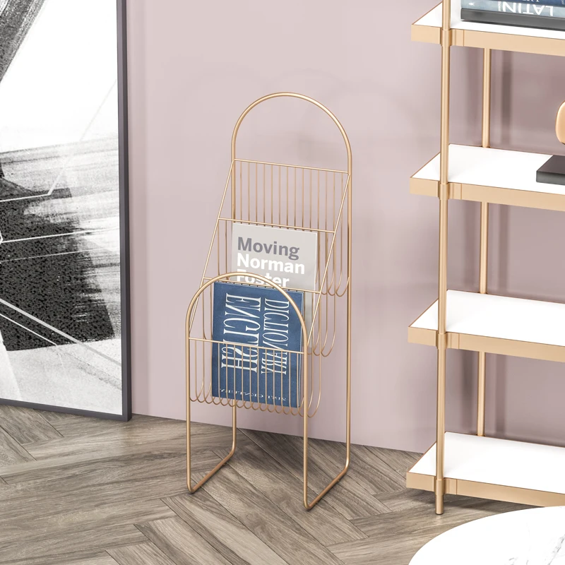Scandinavian Iron Magazine Rack Office Newspaper Holder Multi-Purpose Book Stand with Storage Modern Display Shelf for Books