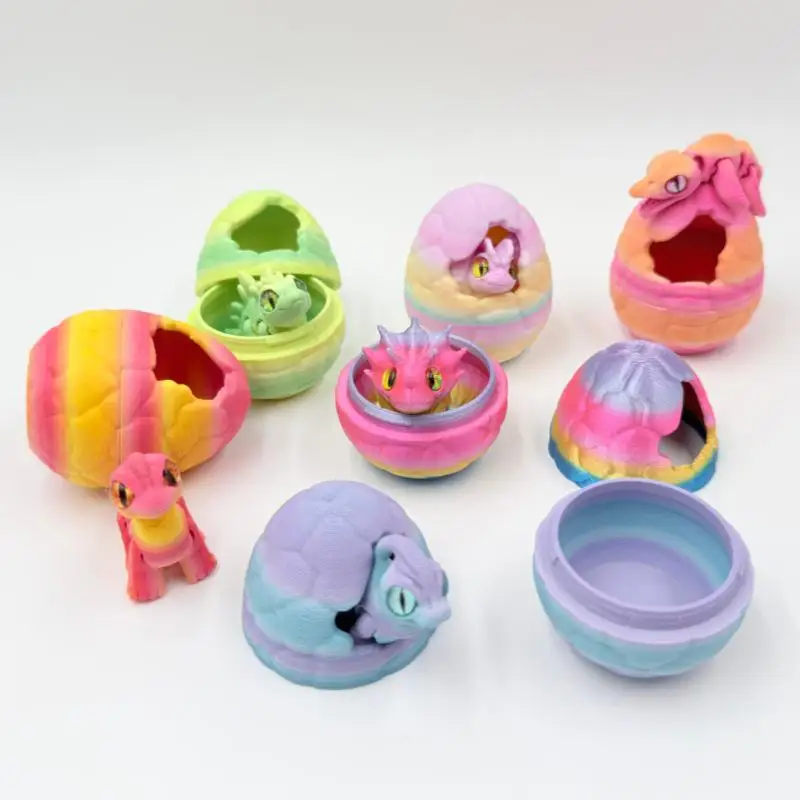 Colorful 3D Printed Cracked Dinosaur Eggs Triceratops Ornament for Kids Room Decoration