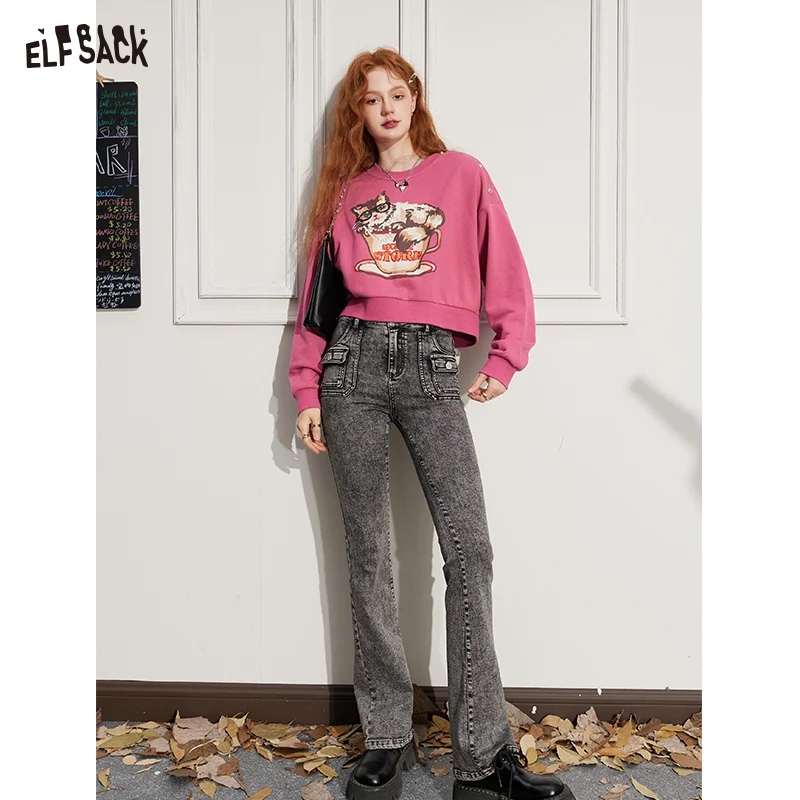 

ELFSACK Pullover Hoodies Women 2023 Autumn Loose Long Sleeve Casual Tops