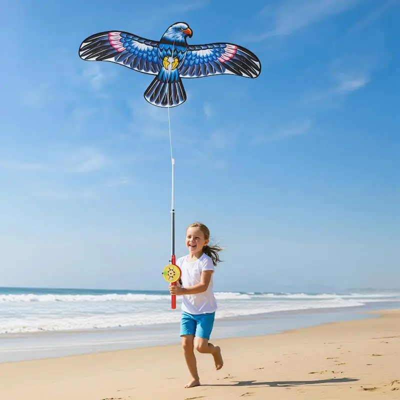 

Eagle Cartoon Kite Toy for Children Mini Foldable Plastic Hand Brake Kids Toy for Camping Activities