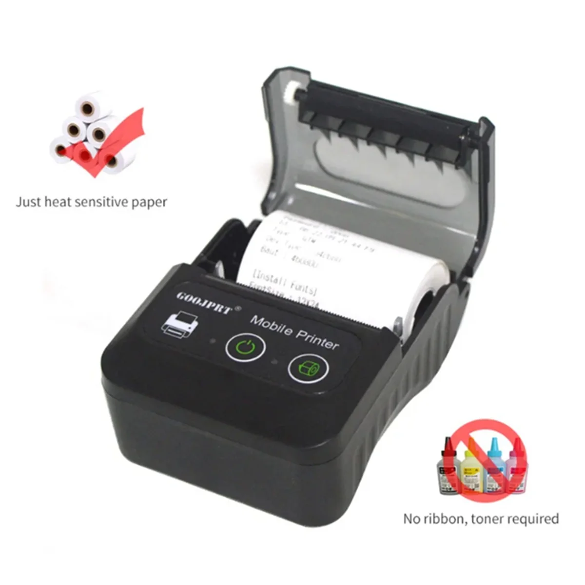 

Mini Portable Bluetooth Thermal Receipt Compatible with Mutil-Ple System for POS Machine to Print Bill Printer EU Plug