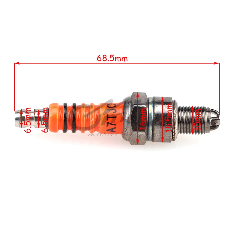 2 pcs Motorcycle Spark Plug A7TJC Three-Electrode fit for Modification GY6 50cc-125cc ATV Dirtbike 50 125 150cc Moped Scooter