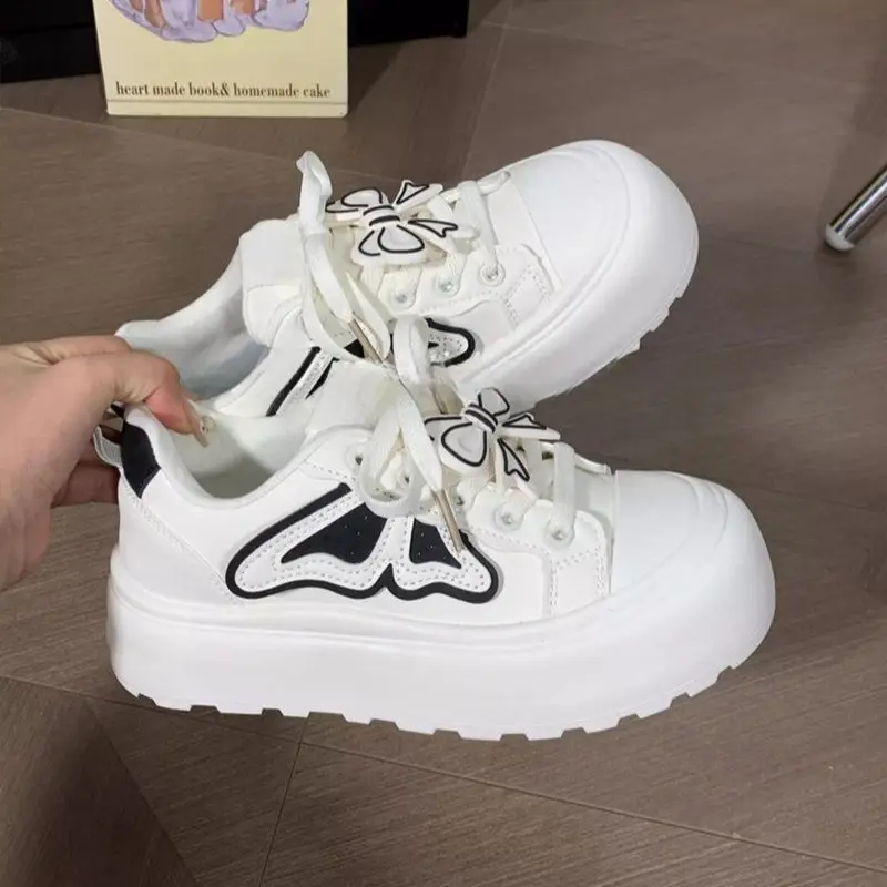 

2025 Fashionable Pink Bow White Sneakers Compact Design Lightweight Sports Sneakers for Women Students