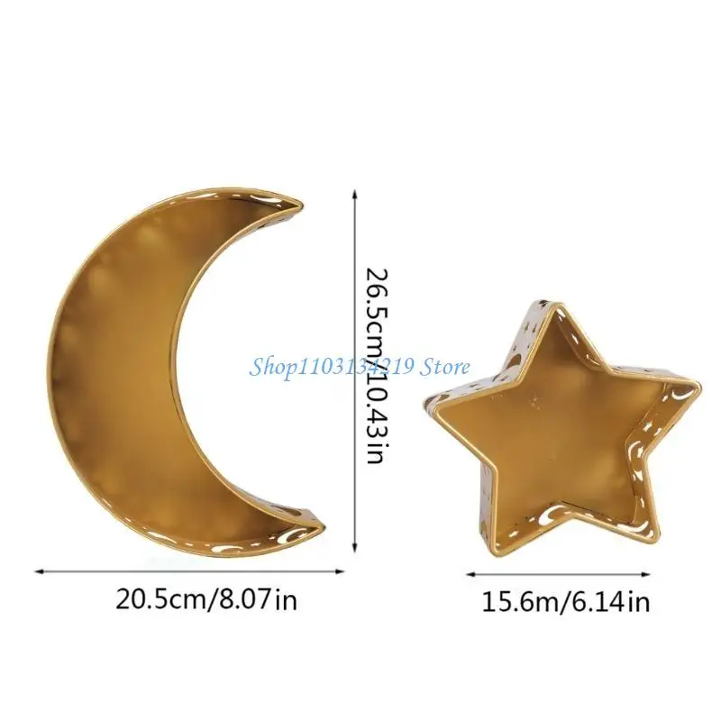 N5KC Moon Star Dinner Tray for Ramadan Islam Muslim Home Party Decor Durable