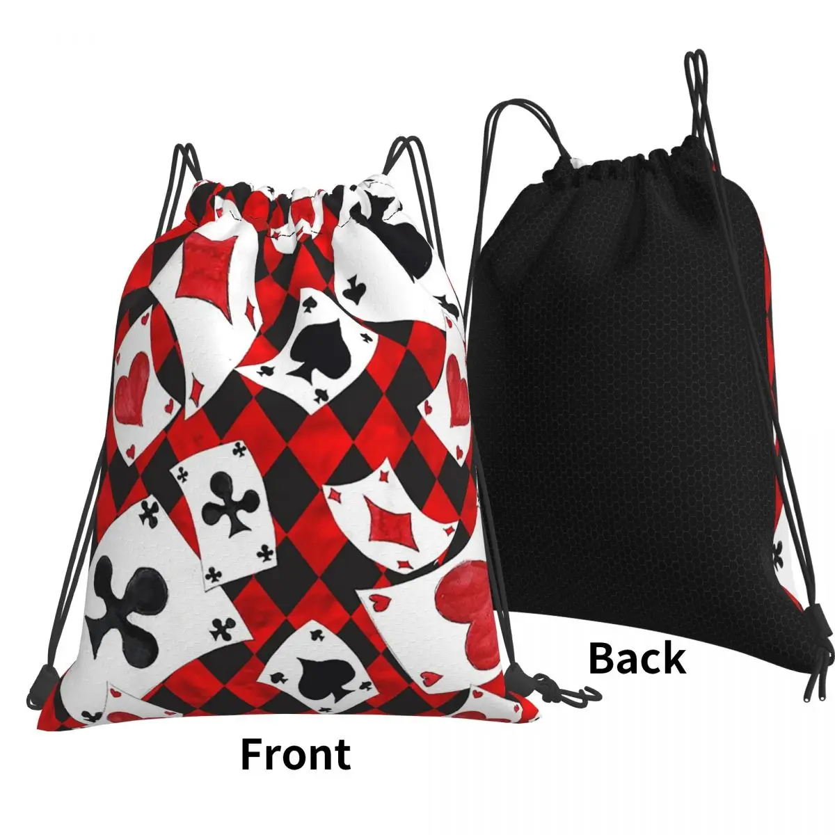 Cool Poker Playing Cards Pattern Gambling Card Game Backpacks Portable Drawstring Bags Shoes Bag Book Bags for Man Woman School