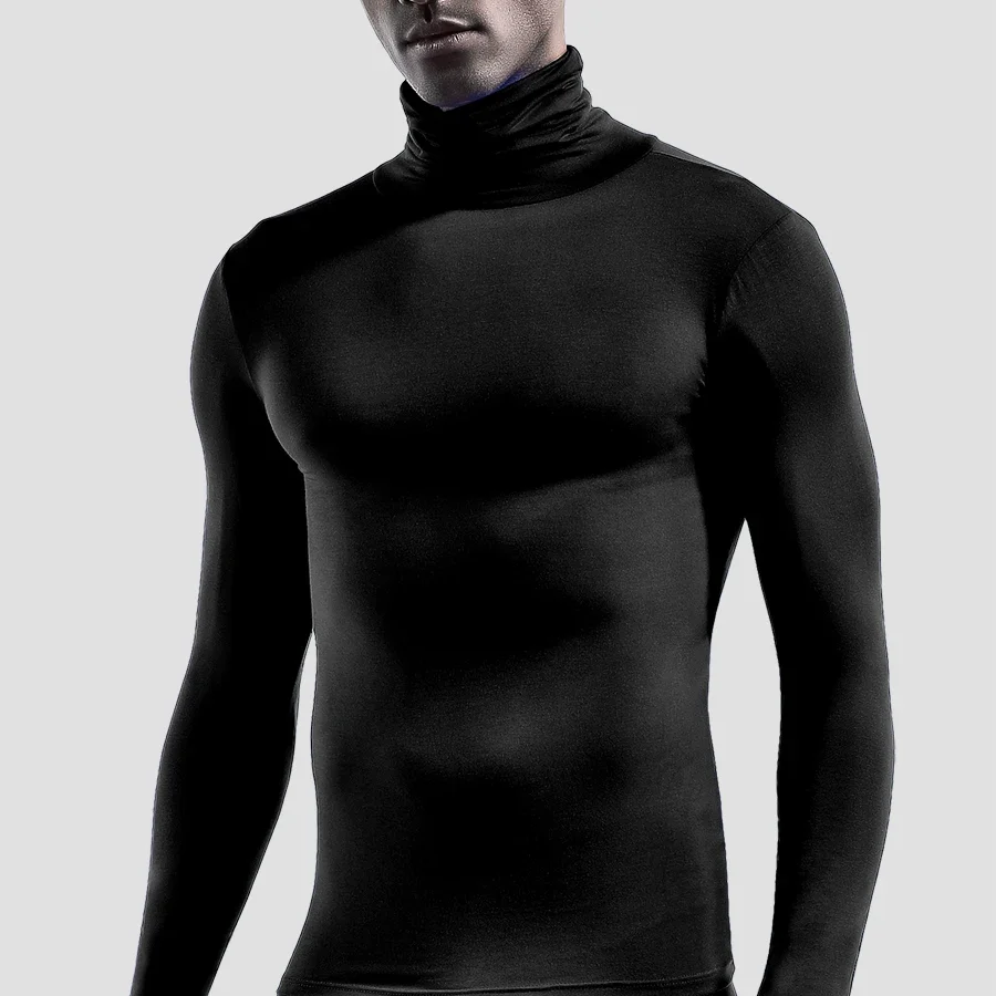 

3 шт., осеннее пальто из модала, мужская термобелье с полуводолазкой, тонкая основа, тонкий топ с длинными рукавами