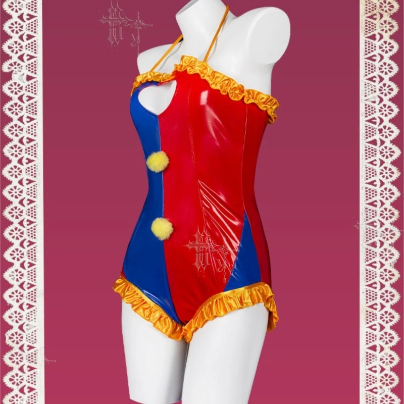 Pomni Fan Swimsuit Cos Outfit With Hat Dial Circus Game Cosplay Costume Suitable For Convention Poot Cartoon Character Halloween view 3