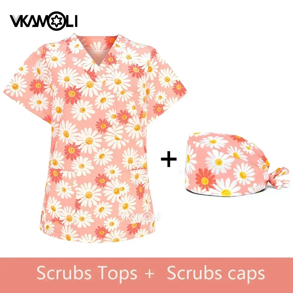 multi color Scrub tops Pet Grooming Staff Overalls Women Short Sleeve Uniform Doctor Overalls Beauty salon working clothes