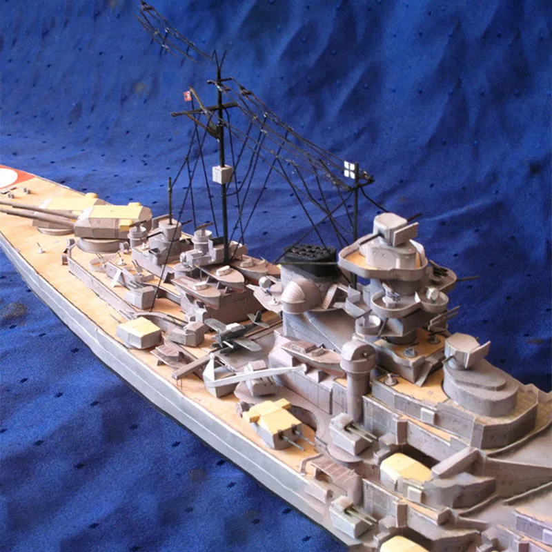 1:400 German Battleship Bismarck Paper Model Warship Handmade Paper Craft DIY Model Aldult Toys Military Model for Home Decor