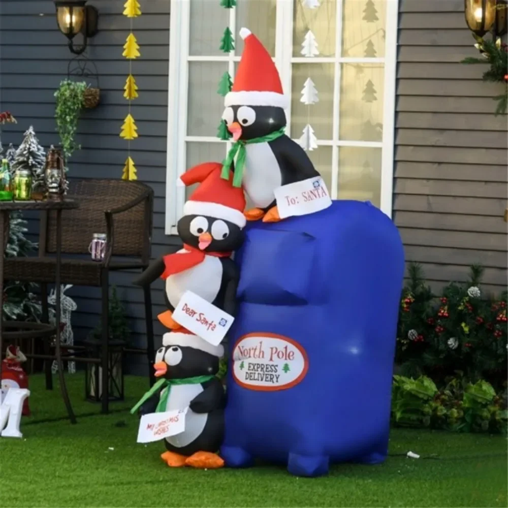 

Penguins with mailbox inflators bring together a cohesive Christmas display with LED lights to create a cheerful, magical effect