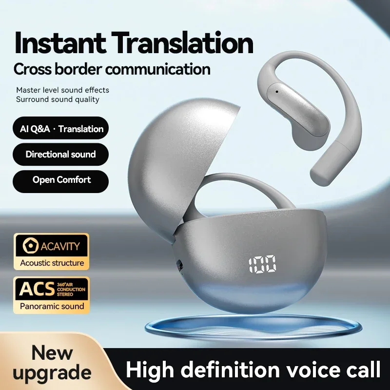 

Real Time AI Translator Earbuds Bluetooth-Compatible 5.4 Two-Way Smart Voice Black Purple Silver Accessories