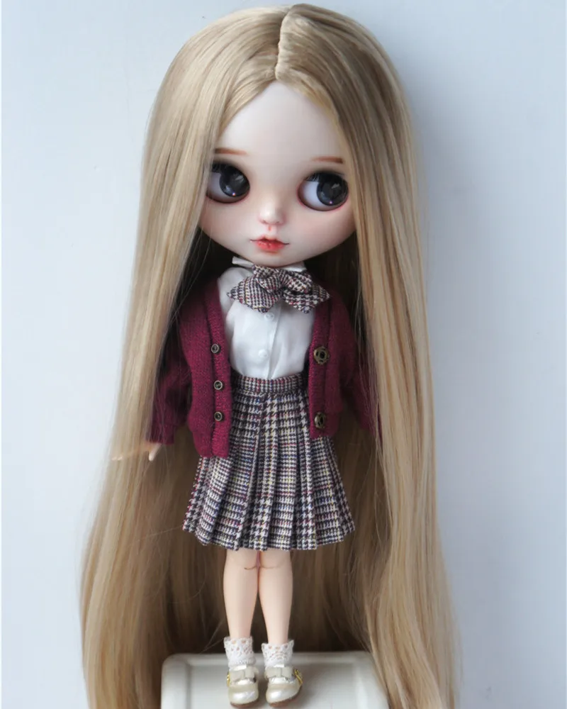 

JD016 9-10inch 23-25cm 10-11inch BJD Wigs Long Parting Straight Doll Hair Soft Synthetic Mohair Blythes Accessories