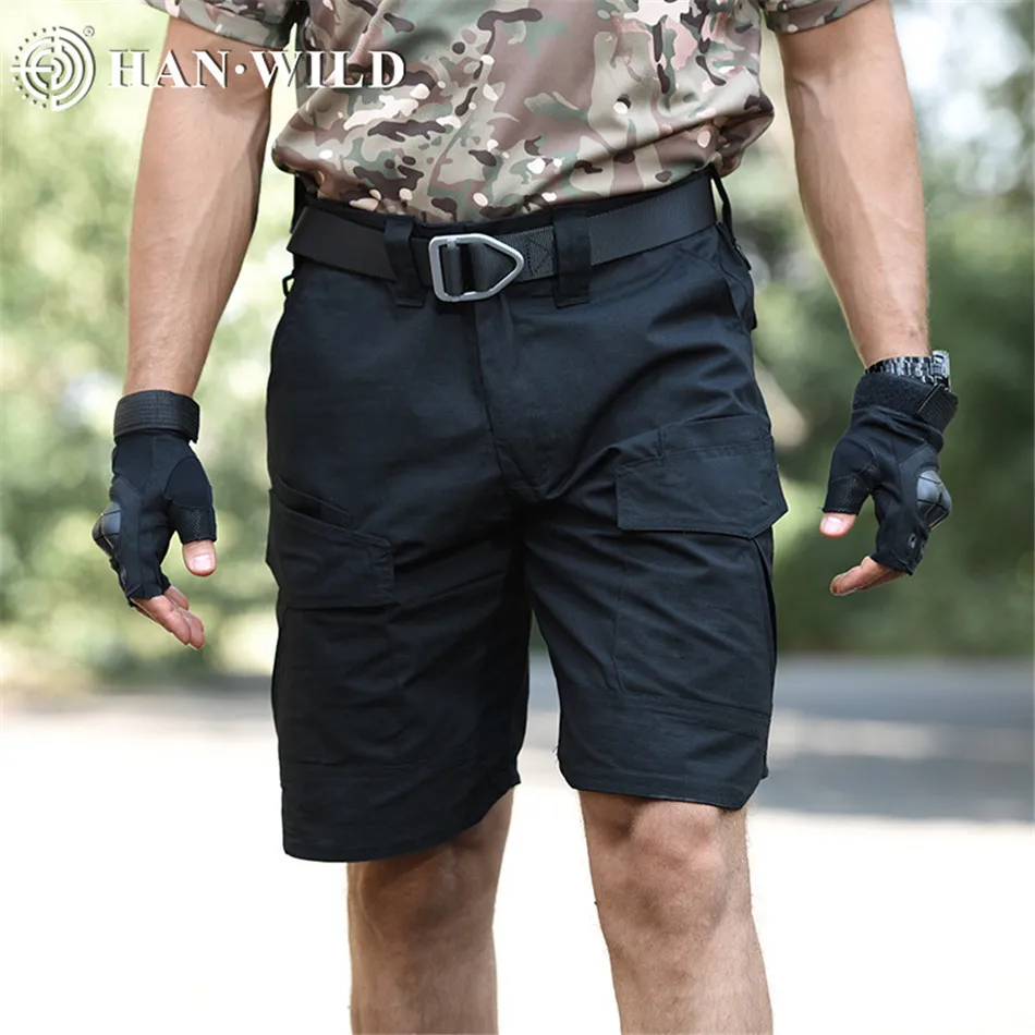 Imagem -02 - Hanwild-shorts de Camuflagem para Homens Lazer ao ar Livre Pendulares Resistentes a Rasgos Impermeáveis Calças Cargo Multibolso Verão