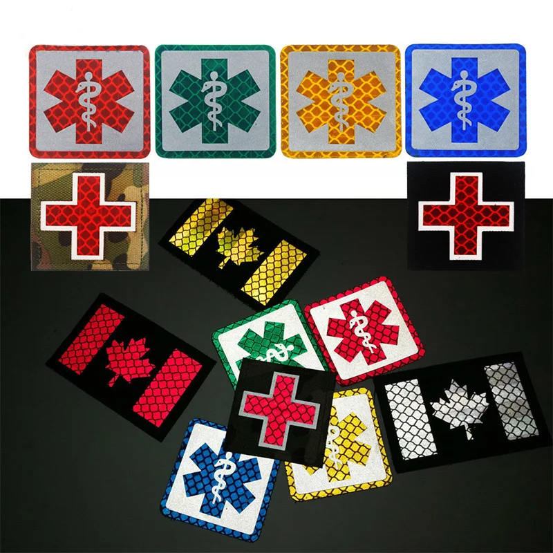 IR Red Cross Paramedic EMT EMS  Combat Medic First Aid Patches Reflective Tactical Medical Insignia Patch Badge