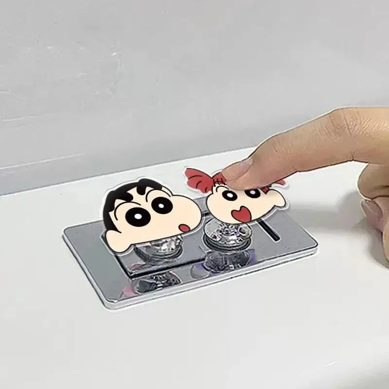 Crayon Shin Chan Closestool Button Anime Creative Girls Long Nail Bathroom Toilet Assist Button Cute Decoration Accessories