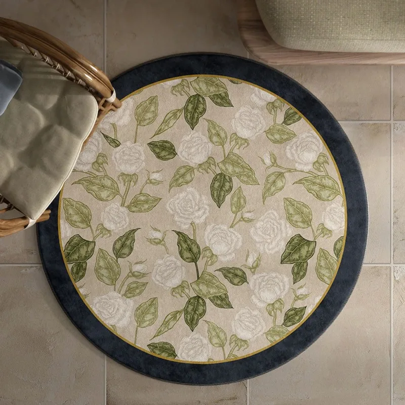 Round Carpet Bedroom Bedside French Medieval Style Cloakroom Dressing Table Chair Floor Mat Home Decoration Living Room Rugs