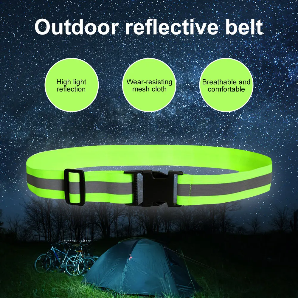 Reflective Belt for Night Running Cycling High Visibility Night Safety Gear Adjustable Elastic Waistband Warning Reflective Band