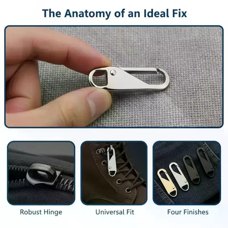 Tool Free Detachable Zipper Pull Repair Set 4/8Pcs Universal Replacement for Jackets Luggage Backpacks Tote Bags