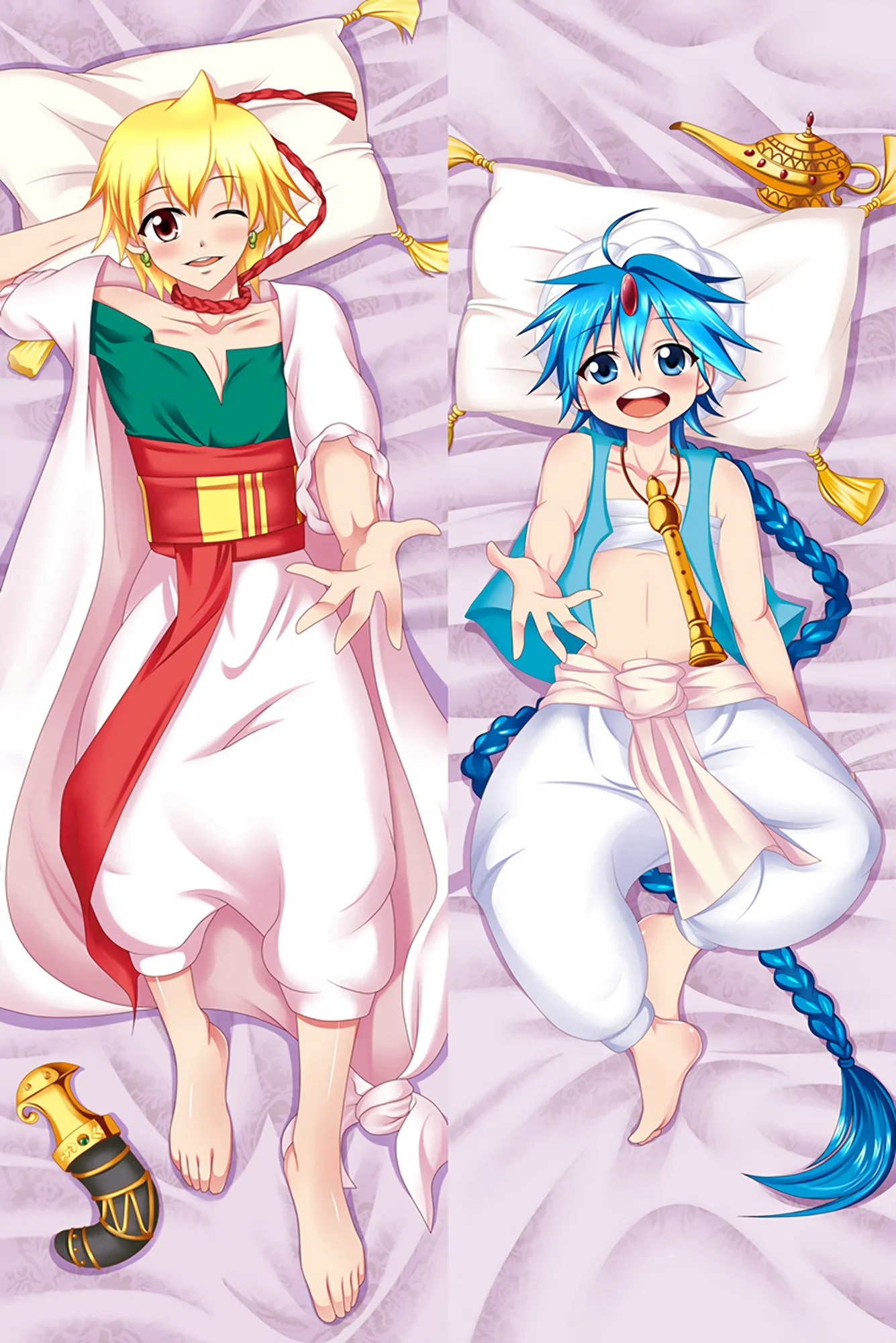 Anime Dakimakura Cushion Shell Peachskin Gentle Skin‑Touch Double‑Sided Sublimation Print Alibaba And Aladdin
