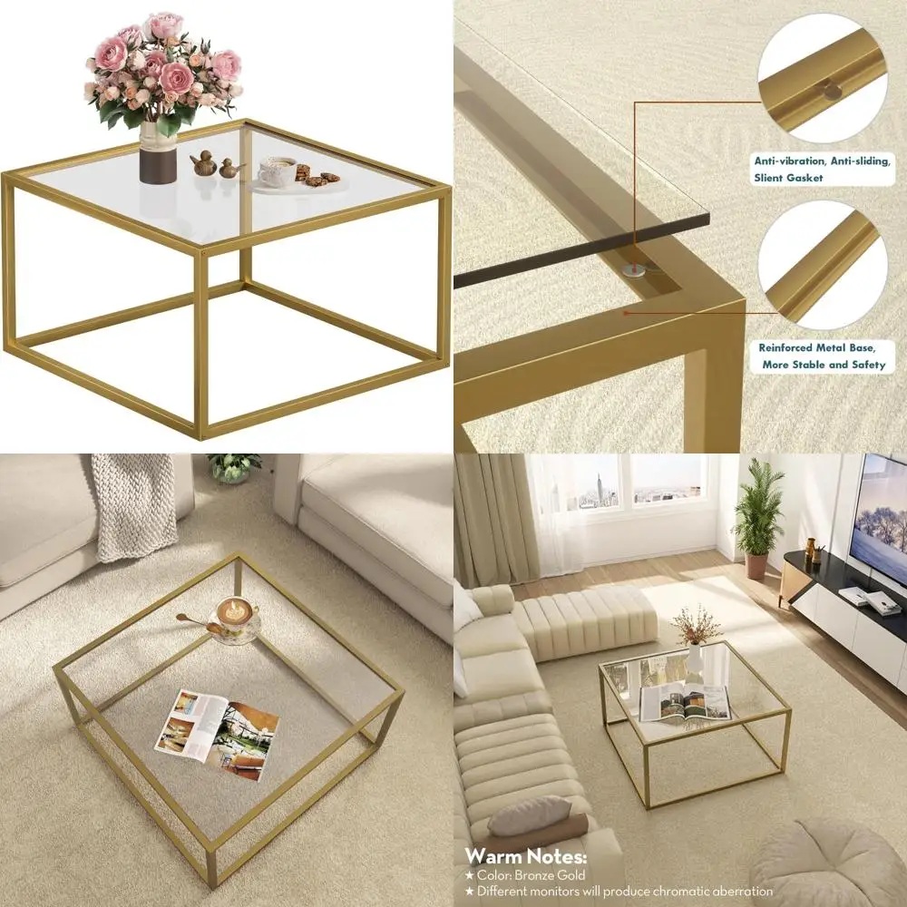 

Modern Minimalist Square Coffee Table for Living Room and Home Office, 26.7x26.7x17 inches, Sleek Center Table Design