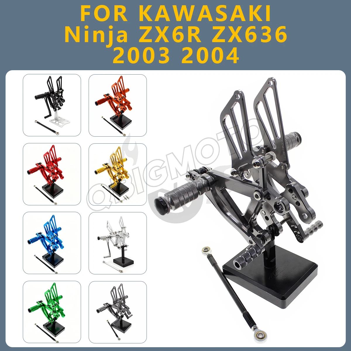 ZX6R ZX636 2003 2004 Motorcycle Rearset Footpeg Rear Footrest Foot Pegs Pedal Rearsets Adjustable FOR KAWASAKI Ninja ZX 6R 636