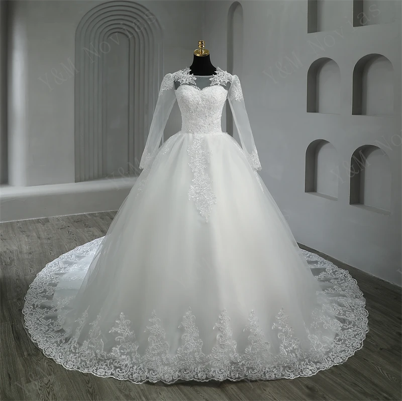 long cape wedding dress Lilac Lace Appliques V-Neck Illusion Cape A-Line Wedding Dress