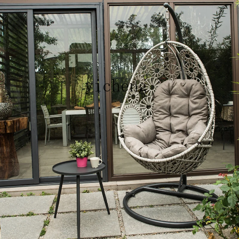 

ZYA outdoor balcony rattan hanging basket household single wrought iron indoor balcony adult lazy rattan chair