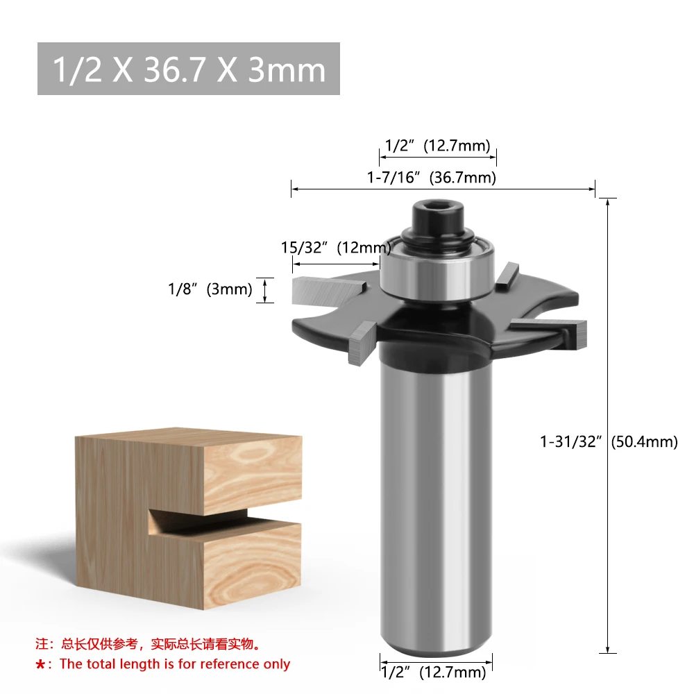LAVIE 1 Stück 1/2" & 12mm Schaft 4-Schneiden T-Nutenfräser, 2-6mm Schnittbreite, Lagergeführter Nutfräser für Holzbearbeitung – Detail 10