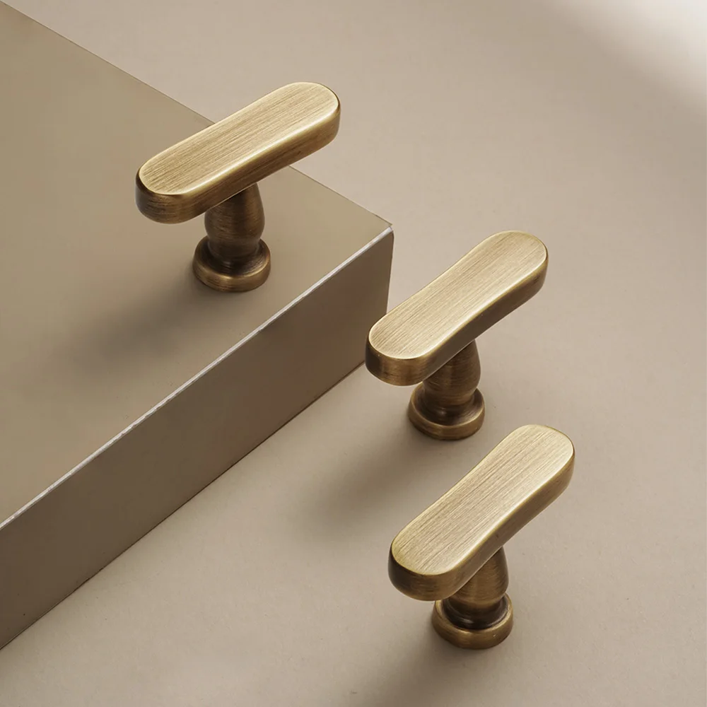 Dooroom Brass T-bar Handle Furniture Handles Cabinet Knobs Plain Minimalist Italian Modern Design Cabinet Drawers  Knob