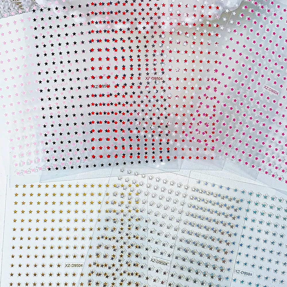 8 قطعة 8-colors نجوم صغيرة ملصقات الأظافر ثلاثية الأبعاد عيد الميلاد ستار ستار الذهب الأحمر الوردي نجمة ذاتية اللصق مسمار الديكور الشارات لوازم #2