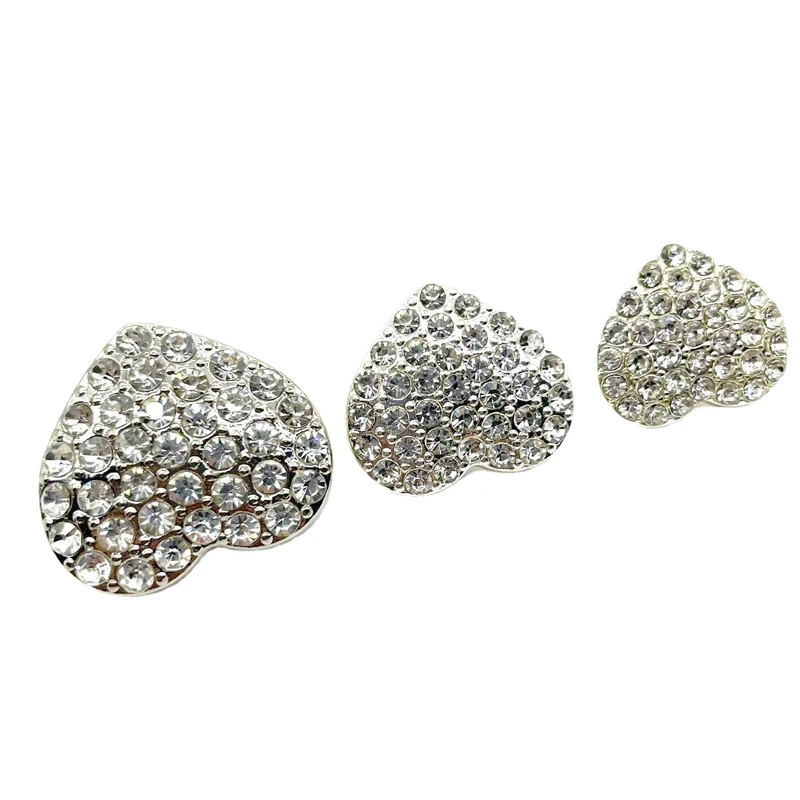 10 Stücke Strass Herz Nähen Knöpfe DIY Handgemachte Urlaub Party Warme Und Romantische Exquisite Metall Kleidung Dekor Zubehör