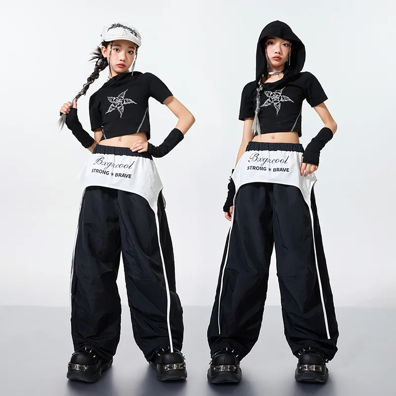 

New Girls Hip Hop Street Dance Costumes Crop Top Loose Pants Fashion Performance Modern Dancing Clothes Sets Group Stage Outfits