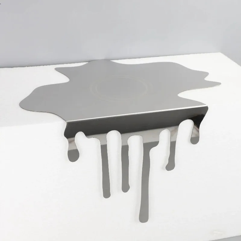 Simple Creative Stainless Steel Silver Abstract Fluid Water Drop Tray Ornament Model Room Home Desktop Soft Decoration Jewelry