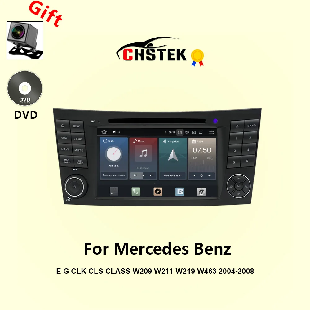 CHSTEK Car Radio Carplay DVD For Mercedes Benz G/E-Class W211 W209 W219 W463 CLS CLK 2004-2008 Android 14 GPS Bluetooth WIFI 4G