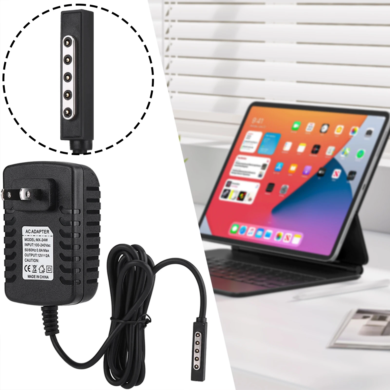 12V 2A Power Adapter Tablet Charger With US Plug Ultra Safety Charger Adapter for Offices Home