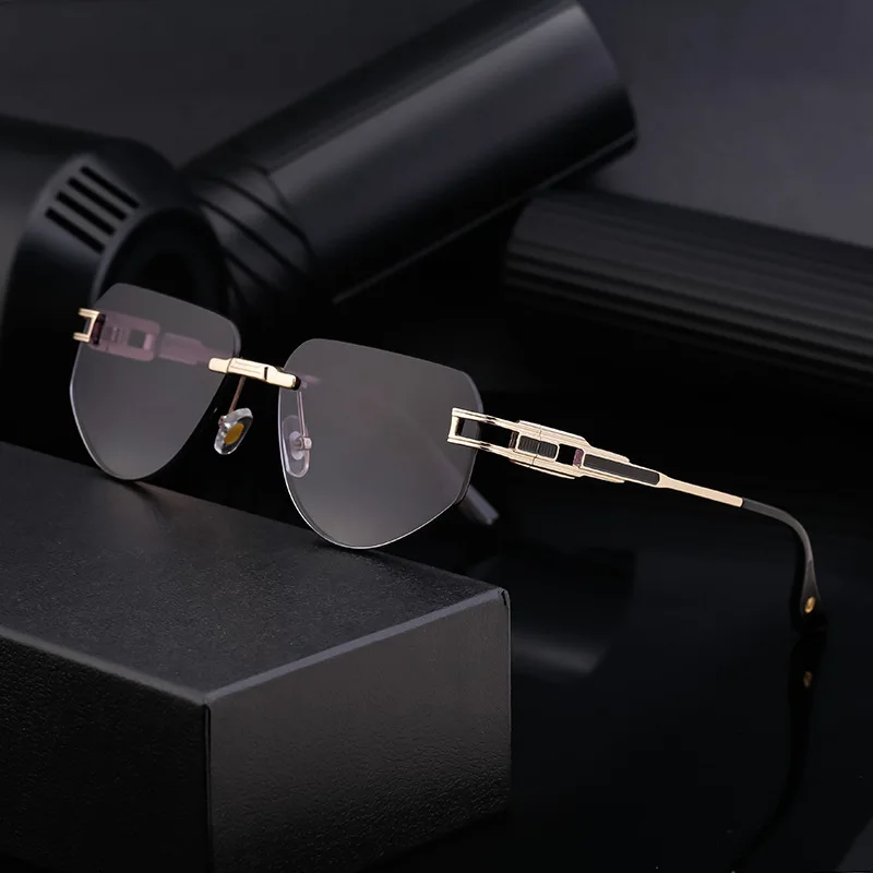 

Fashion Brand Oval Women Men Sunglasses Vintage Luxury Design Rimless Metal Ladies Sunglasses Retro Black Eyewear Shades UV400