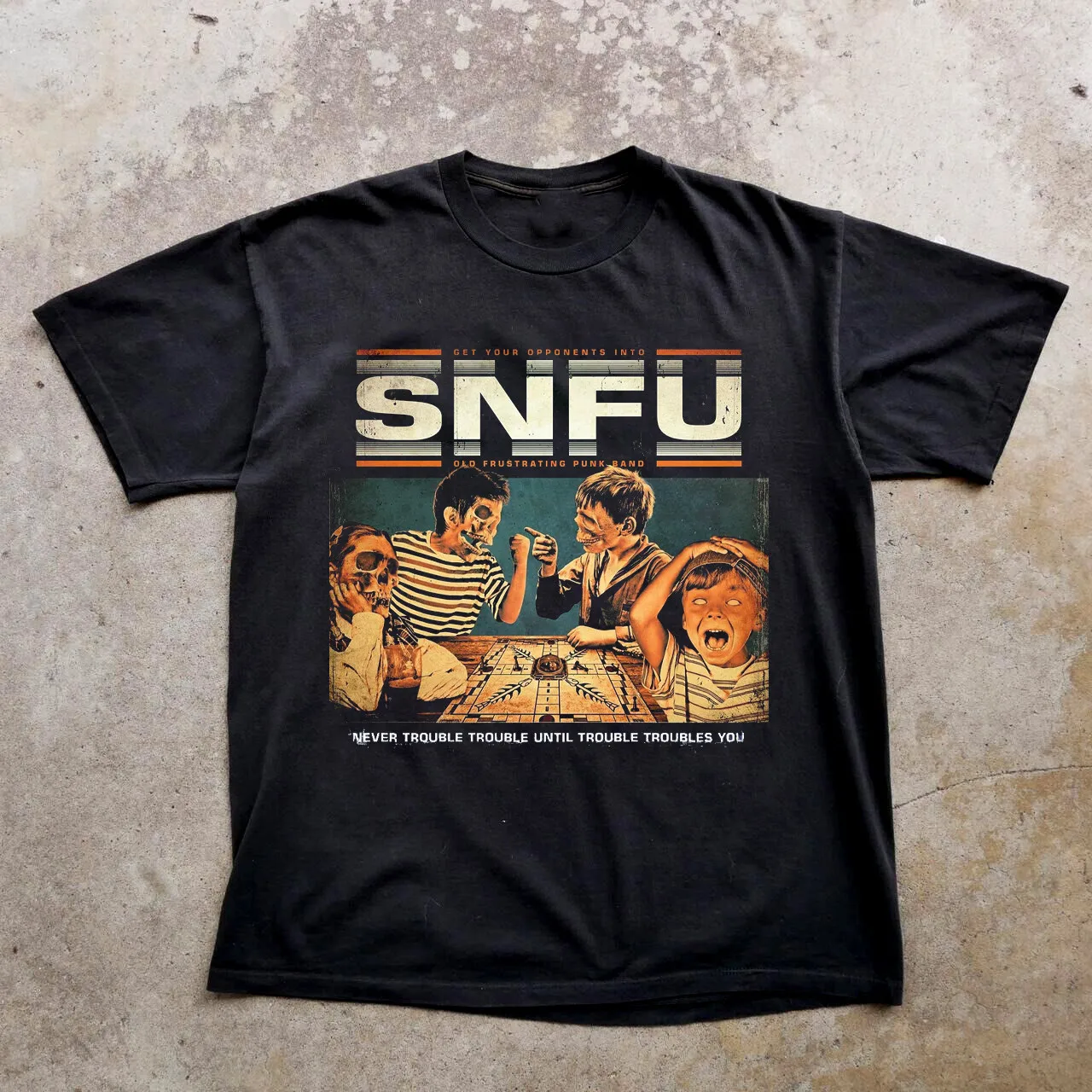 SNFU - Never Trouble Trouble Until Trouble Troubles Black All Size Shirt AR340
