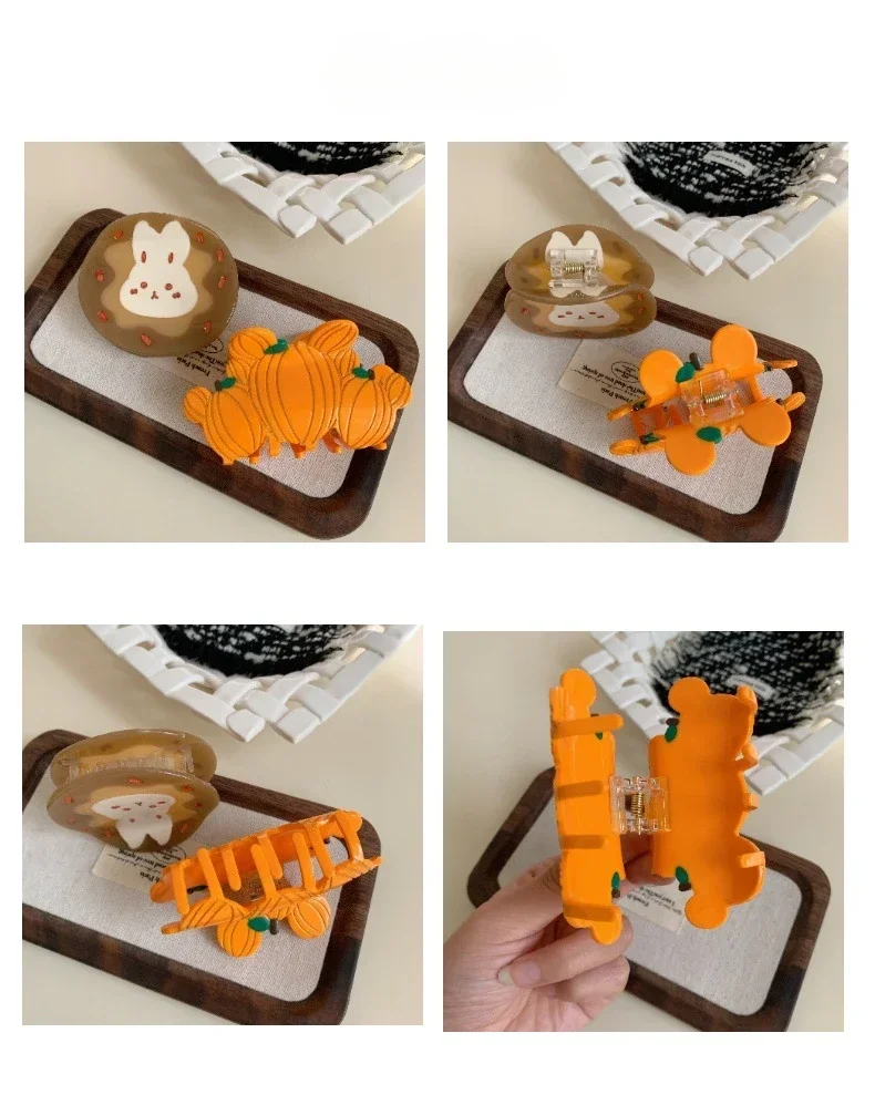 New Cartoon Cute Pumpkin Bunny Claw Acetate Hair Claw Fashion Versatile Pan Hair Shark Clip Women's Hair Accessories