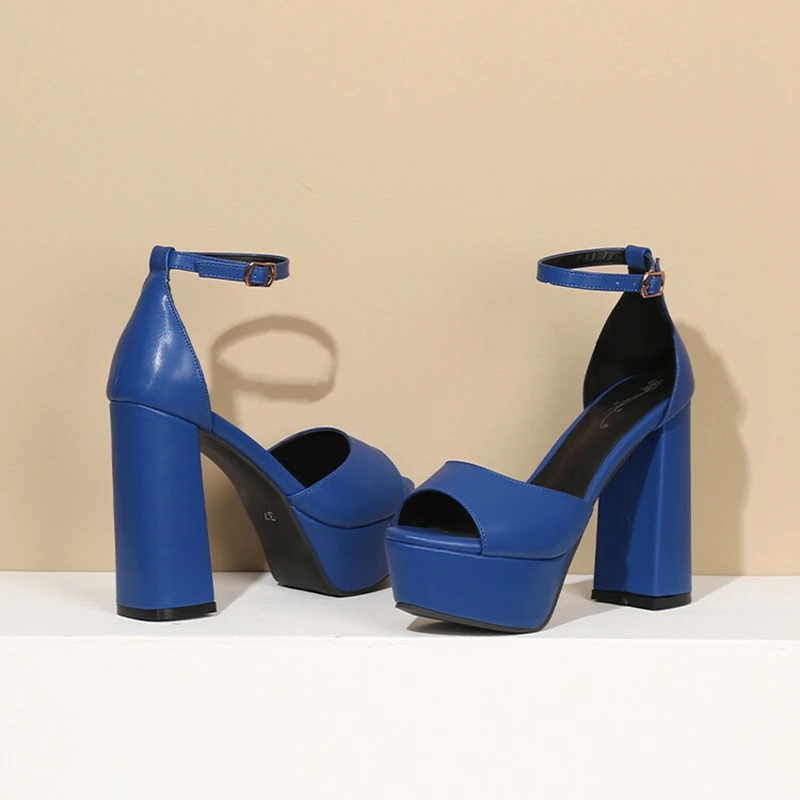 BLXQPYT Zapatos Mujer 2022 Luxury Sandals Women Designers Peep Toe Thick High Heels 12.5 CM Party Wedding Platform Shoes A-3281