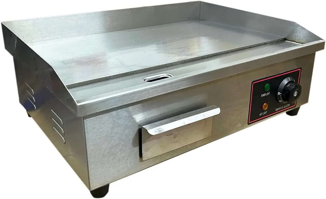 Extra Large Commercial Electric Countertop Griddle Grill, Flat Top Grill Indoor, Stainless Steel Restaurant Grill, Tab