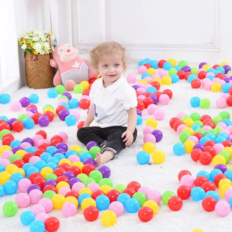 100Pcs Baby Toys Ball Soft Plastic Pit Balls Kids Outdoor Games Toys Colorful Ocean Balls Toddler Pool Play Wave Ball Sports Toy